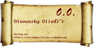 Olsovszky Olivér névjegykártya